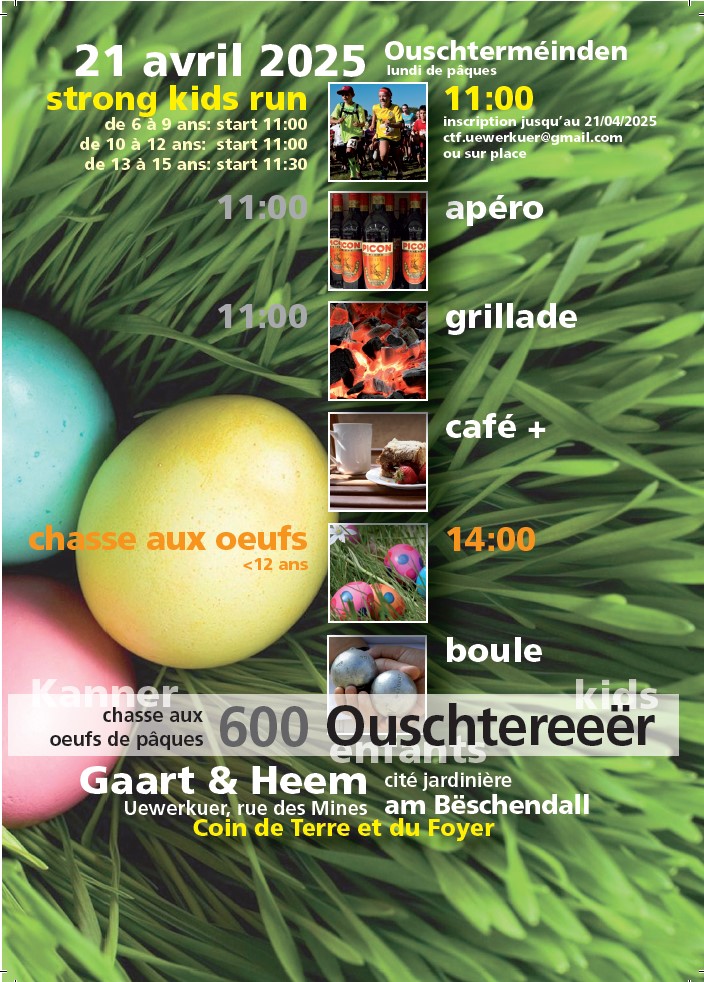 Affiche Ouschtereeer 2025 vum Gaart an heem.